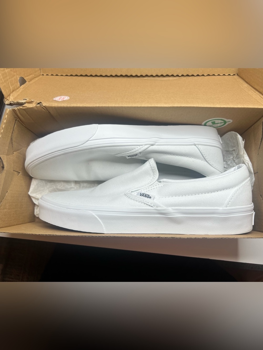 Vans White Classic Slip-On Canvas Sneakers